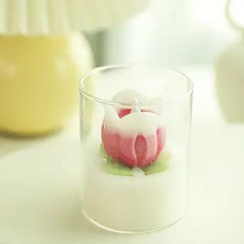 Tulip Flower Shaped Scented Candle,160G Soy Wax Handmade Aroma Decorative Candle in Glass Jar 12 Hours For Table Photo Prop,Prefect Gift for Meditation Stress Relief Mood Boosting Bath Yoga (Rose Red)