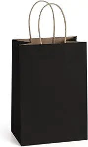 BagDream Kraft Paper Bags 25Pcs 5.25x3.75x8 Inches Small Paper Gift Bags Shopping Bags, Kraft Bags, Party Favor Bags, Black Gift Bags with Handles Bulk