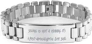 Sarcastic Sewing Ladder Bracelet, Sewing is not a Hobby, Gifts for Friends, Present from Friends, Engraved Bracelet for Sewing, Holiday Present, Stocking Stuffer, Secret Santa