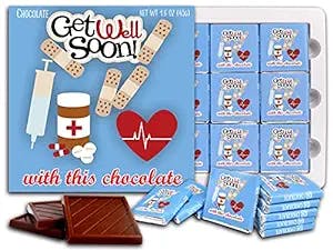 GET WELL SOON Chocolate Gift Set - 1 box, 5x5 inches - (BluePrime)