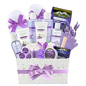 Bath Gift Baskets for Women. Purelis XL Lavender & Jasmine Bath Gifts for Her Spa Basket is Filled with All Natural Spa Goodies! Sulfate & Paraben Free.