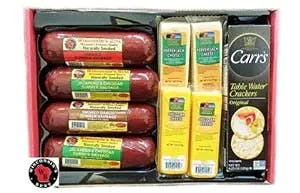 WISCONSIN'S BEST and WISCONSIN CHEESE COMPANY - Ultimate Mancave Cheese, Sausage and Cracker Gift Basket, Features Summer Sausages, 100% Wisconsin Cheddar Cheese, Pepper Jack Cheese. Send for a Birthday Gift, Mother's Day Gift, Perfect for Every Occasion.