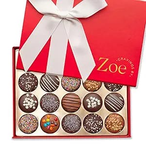 CRAVINGS BY ZOE Chocolate Covered Cookie Gift Box | 20 Count | Mothers Day | Gourmet Dark Chocolate & Milk Chocolate Candy | Cookie Gift Basket | Anniversary, Thank You, Birthday Gifts for Women & Men