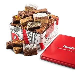 David's Cookies Assorted Brownies & Crumb Cake Gift Basket Tin - Delicious, Fresh Baked Snacks, Gourmet Chocolate Fudge Slices, Brownies Gift Basket Ideal Gift for Corporate Birthday Fathers Mothers Day Get Well and Other Special Occasions - 3 lb (16 pcs)