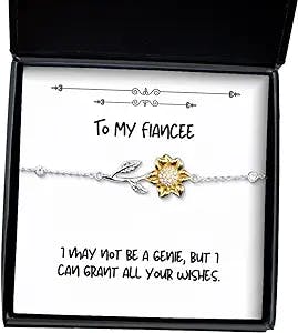 Gag Fiancee Gifts, I May not be a Genie, but I can Grant All Your Wishes, New Birthday Sunflower Bracelet from, Funny Fiance Sunflower Bracelet Gift Gag Gift, White Elephant, Secret Santa, Funny