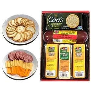 WISCONSIN'S BEST & WISCONSIN CHEESE COMPANY's Classic Cheese, Cracker and Sausage Gift Basket. 100% Wisconsin Cheese Gift Box for Mother's Day and Birthday Gifts, Meat and Cheese Gift.