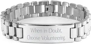 When in Doubt, Choose Volunteering. Ladder Bracelet, Volunteering Engraved Bracelet, Cheap Gifts for Volunteering, Gift Ideas, Stocking Stuffers, Secret Santa, White Elephant, Presents, Christmas,