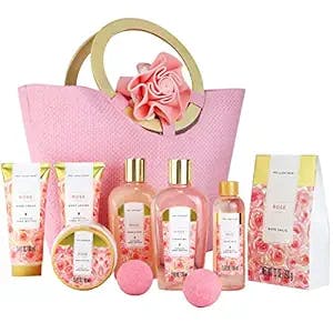Spa Gift Basket for Women - Spa Luxetique Spa Gifts for Women, 10pcs Rose Home Spa Sets, Relaxing Gift Basket with Bath Salts, Body Lotion, Bubble Bath, Mothers Day Gift Basket, Mothers Day Gift Set