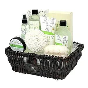 Gift Baskets for Women,Body&Earth Spa Basket Gifts for Women,Lily 10pc Spa Kit Gift Set with Bubble Bath,Shower Gel,Body Scrub,Body Lotion,Bath Salt,Birthday Gifts Set for Women,Mom,Mother's Day Gifts