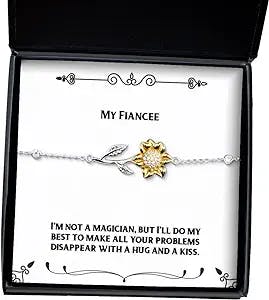 Brilliant Fiancee Gifts, I'm not a Magician, but I'll do My Best to Make All, Unique Idea Birthday Sunflower Bracelet Gifts for, Funny Fiance Sunflower Bracelet Gift Gag Gift, White Elephant, Secret