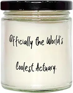 Officially the World's Coolest Actuary. Candle, Actuary Present From Team Leader, Nice For Coworkers, Gifts for coworkers, Gift ideas for colleagues, Christmas gifts for coworkers, Secret Santa gift