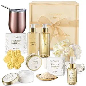 Spa Gift Baskets for Women in Vanilla Honey | Holiday Christmas Gifts for Women - Sister Mom Wife | Happy Birthday Gifts For Women | Best Friends Gifts for Women | Birthday Gifts for Friends Female