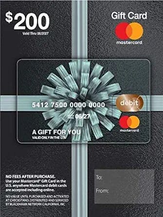The Ultimate Gift: $200 Mastercard Gift Card (plus $6.95 Purchase Fee)