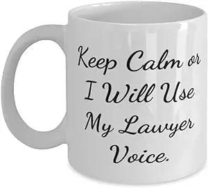 Cheap Lawyer Gifts, Keep Calm or I Will Use My Lawyer Voice, Joke Holiday 11oz 15oz Mug Gifts For Friends, Gift ideas for colleagues, Gifts for coworkers, What to get your boss, Secret Santa gifts,