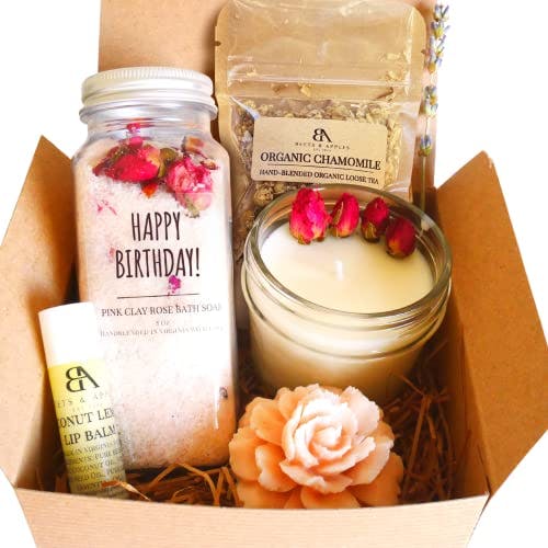 Happy Birthday Gift Basket, Gift Baskets for Women, Gifts for Women, Birthday Gift Ideas for Women, Natural Spa Gift Basket for Birthday Gifts, Handmade in USA