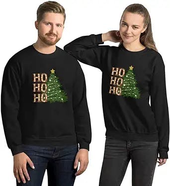 Ho Ho Ho Christmas Tree Sweatshirt. New Year Sweater, Merry Xmas Eve Pullover, Secret Santa Gift, Holiday Season Outfit Idea