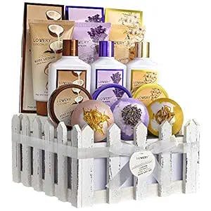 Mothers Day Home Spa Gift Baskets For Women & Men – 16 Piece Set of Coconut, Lavender Jasmine & Honey Almond Scent Includes Lotions, Salts, Bubble Baths, Body Scrub & Large Bath Bombs - Birthday Gifts