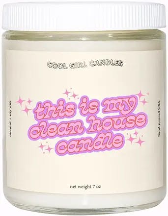 Cool Girl Candles | This is My Clean House Candle Lemon Chiffon Scented Candle Preppy Pink Aesthetic Room Decor Pastel Danish Y2K Gift for Sister Tiktok Viral Best Friend BFF Bestie for her