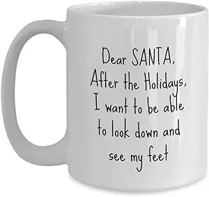 Christmas Coffee Mug, Holiday Coffee Cup Christmas Funny Joke Mug, Secret Santa Gift Idea, All I Want For Christmas