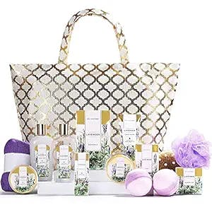 Spa Luxetique Spa Gift Basket, Home Spa Gift Basket for Women - 15pcs Lavender Gift Baskets Includes Bubble Bath, Bath Bombs, Spa Kit for Women Gift Set, Birthday Gifts, Mothers Day Gift Baskets