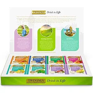 Twinings Tea Self Care Wellness Variety Gift Box Sampler, 40 Tea Bags to Soothe Your Body and Mind, Herbal and Green Tea for Energy, Sleep, Glow