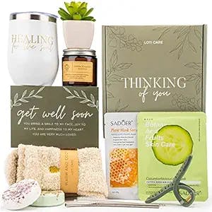 Get Well Soon Gifts for Women, Thinking of You Care Package for Women, Get Well Soon Gift Basket For Sick Friend After Surgery Gifts Feel Better Gifts For Women Self-Care Gifts With Tumbler, Face mask