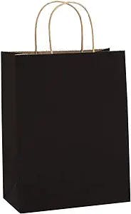 BagDream Kraft Paper Bags 8x4.25x10.5 Inches 100Pcs Gift Bags Party Bags Shopping Bags Kraft Bags Retail Bags Black Paper Gift Bags with Handles Bulk