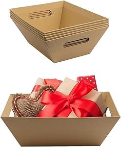 [5 PK] 8x10” Kraft Baskets for Gifts Empty | Wine Gift Basket | Basket with Handles | Small Gift Basket | Christmas,Wedding, Holiday, Anniversary, Display, Montessori | Gift to Impress