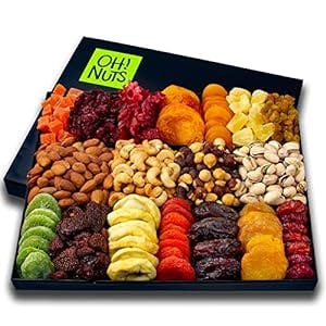 Mothers Day Oh! Nuts - XL 18 Variety Nut & Dried Fruit Basket | Gourmet Holiday Kosher Gift Box - Food Snack Box for Birthday, Anniversary, Corporate Gift for Men, Women, Mom, Dad
