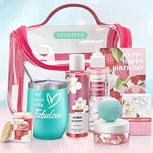 Gifts for Women Bath and Body Works Gift Set Birthday Gifts for Women, Jasmine Cherry Blossoms Relaxing Spa Gifts Baskets for Women Gift Set for Women, Mom, Her, Sister, Friend, Grandma
