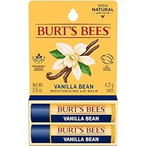 Burt's Bees Mothers Day Lip Balm Gifts for Mom, Moisturizing Lip Care, for All Day Hydration, 100% Natural, Vanilla Bean (2 Pack)