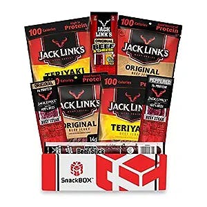 Jack Link's Beef Jerky Care Package | Gift Basket | Snack BOX (8 Items) Great for Easter Treats, Date Night, College, Gift for Guys, Camping, Hunting and Much more! | by SnackBOX