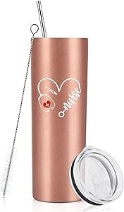 GINGPROUS Nurse Tumbler, Nursing Gifts for New Nurse Nurse Appreciation Gifts for Women Nurse Week Gifts Nurse Graduation Christma Gifts, 20oz Insulated Stainless Steel Skinny Tumbler, Rose Gold