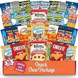 Snacks Box Variety Pack Care Package (45] Easter Treats Gift Basket Boxes Pack Adults Kids Grandkids Guys Girls Women Men Boyfriend Candy Birthday Cookies Chips Teenage Mix College Student Food Sampler Office