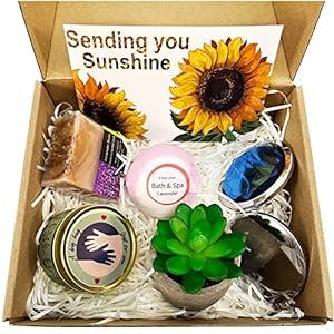 Get Well Soon Gifts Basket for Women, Sunflower Gifts for Women, Best Friend Birthday Gifts, Sick Care Package, Feel Better Gift Set, After Surgery Gifts, Sending You Sunshine