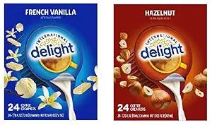 International Delight Creamer Singles Variety, Bundle of 2 Flavors, French Vanilla and Hazelnut (2 Boxes of 24 creamers in Total)…