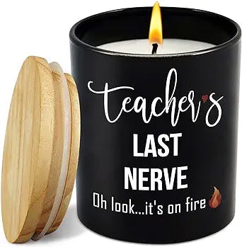 Teacher Appreciation Gifts for Women, Teacher Birthday Gifts, Funny Gifts for Teachers, Mothers Day, Teachers Day Gifts, Teacher Last Never Candles, Vanilla Lavender Scented Candle 10oz
