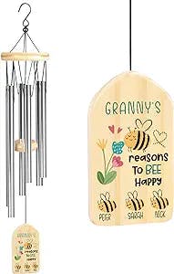 Jocidea Personalized Wind Chimes for Granny, Personalized Gifts for Grandma for Granny Birthdays Gifts for Grandma Xmas Gifts for Grandma Grandparents' Day Gifts - Granny Gifts