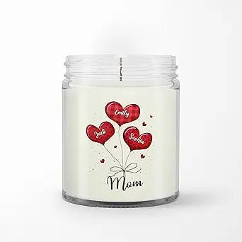 Personalized Soy Wax Candle for Mother from Daughter Son Gifts for Mother Mom's Sweet Heart Love is Tied Together with Hearts Custom Name Scented Candle Gifts for Birthday Mothers Day