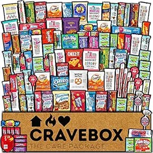 CRAVEBOX Snacks Box Variety Pack Care Package (100 Count) Treats Gift Basket Boxes Pack Adults Kids Grandkids Guys Girls Women Men Boyfriend Candy Birthday Cookies Chips Teenage Mix College Student Food Sampler Office Final Exams