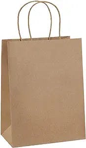 Paper Bags 8x4.75x10.5 100Pcs BagDream Gift Bags, Shopping Bags, Kraft Bags, Retail Bags, Party Bags, Brown Paper Bags with Handles Bulk