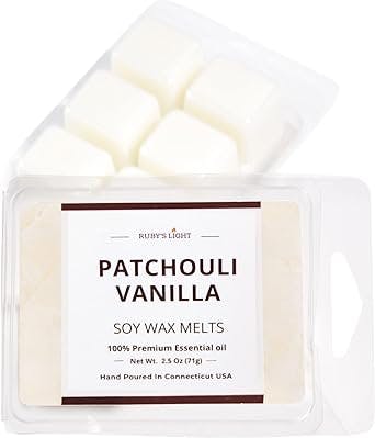 Patchouli Vanilla Essential Oil Wax Melts | 3 Packs (7.5 Oz; 18 Cubes) | Aromatherapy for The Home | All-Natural Soy Wax | Highly Scented | Great Gift for Women & Men (3 X 2.5 oz) (Patchouli Vanilla)