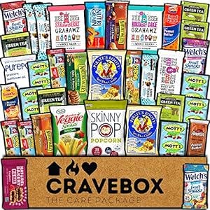 CRAVEBOX Healthy Snack Box Variety Pack Care Package (35 Count) Gift Basket Kids Teens Men Women Adults Health Food Nuts Fruit Nutrition Assortment Mix Sample College Students Office Final Exams