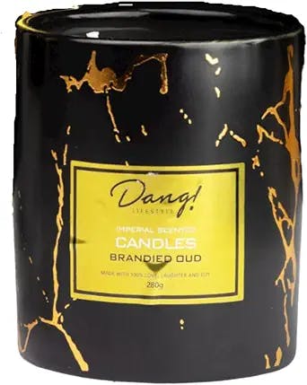 Dang! Lifestyle Brandied Oud Scented Candle for Home | 9.9oz, Up to 62 Hours Burn Time | Oud Scented Candle Gift Set for Men & Women | Oud, Brandy, Clove, Vanilla & Sandalwood Notes
