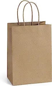 BagDream Kraft Paper Bags 50Pcs 5.25x3.75x8 Inches Small Paper Gift Bags with Handles Bulk Party Favor Bags Paper Shopping Bags Brown Gift Bags 100% Recyclable Paper Sacks