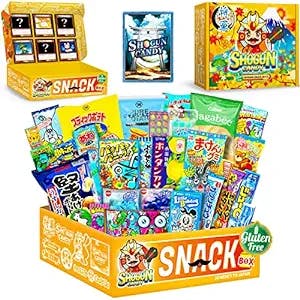 SHOGUN CANDY SHOGUN BOX Japanese snack box filled with yummy gluten free snacks from Japan. This dagashi box has a wide variety totalling 30 pieces.