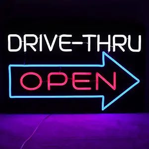 JFLLamp Large Drive Thru Open Neon Signs for Wall Decor Neon Lights for Bedroom Led Signs Suitable for Drive Thru Open Office Man Cave Beer Bar Pub Restaurant Christmas Birthday Party Gift Led Art Wall Hanging Decorative Lights Unique Gift for Lover, 12V Power Adapter, 23.2*15Inch(Red + Blue+ White)