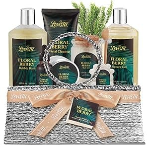 Mothers Day Gifts Spa Gift Baskets for Women, Floral Berry Bath & Body Set, Christmas, Mother’s Day & Birthday Gift - Shower Gel, Bath Salt, Bath Soap, Mask, Body Oil, Bubble Bath, Cleanser and Floral Fern