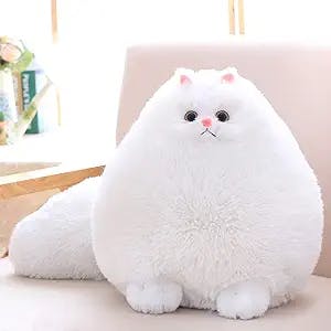 Winsterch Cat Stuffed Animal Toys,Cute Plush Cat Teddy Birthday Christmas for Kids,Boys,Girls,Fat White Stuffed Cat Animal (White, 10 Inches)