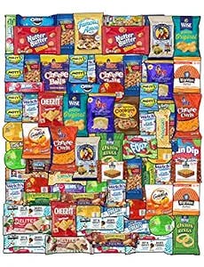 BLUE RIBBON Mothers Day Snack Box Care Package Variety Pack (90 Count) Ultimate Sampler Mixed Bars Cookies Chips Candy Snacks Box for Office Schools Friends Family College Students Women Men Adult Kid Teens Mothers Day Gift Basket